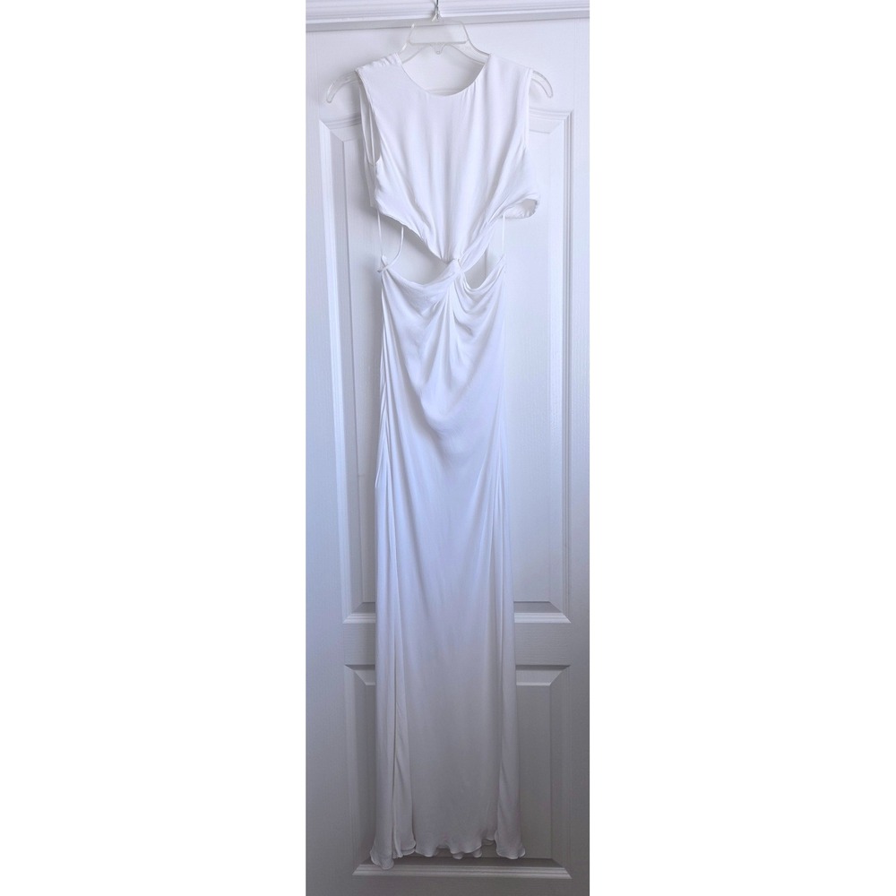 Alberta Ferretti White Twist Front Sleeveless Open Back Cutout Maxi Dress Sz 4 - Picture 2 of 10